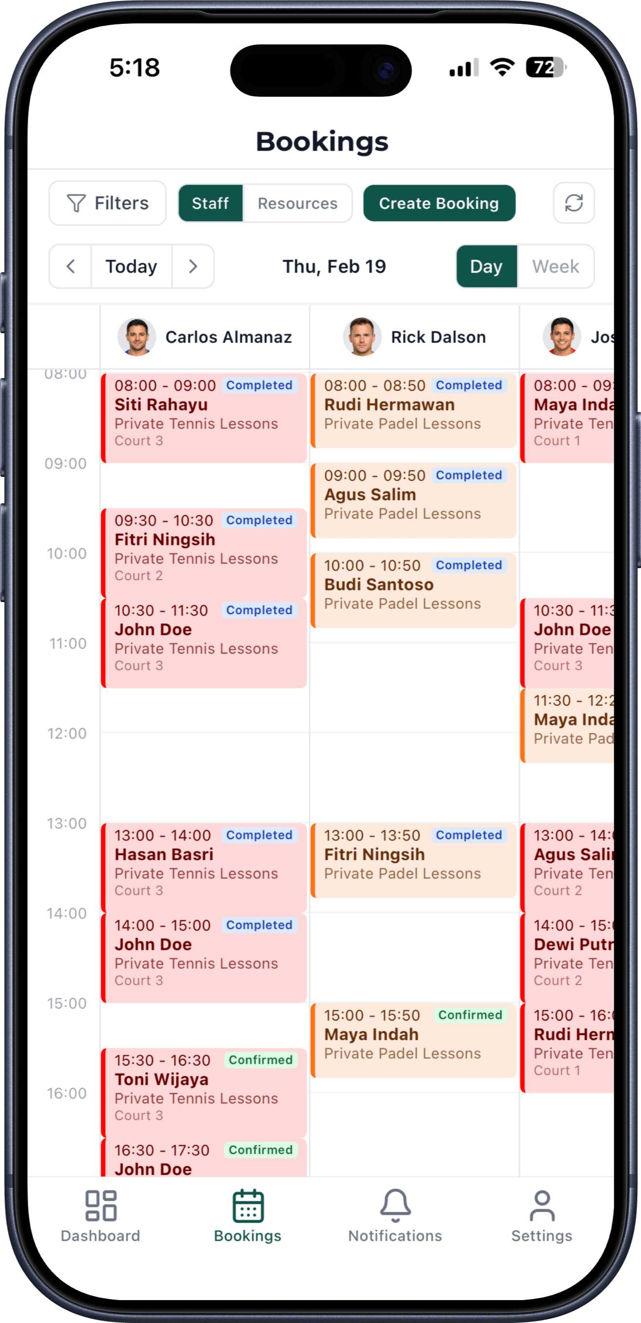 EasyBook manager mobile view