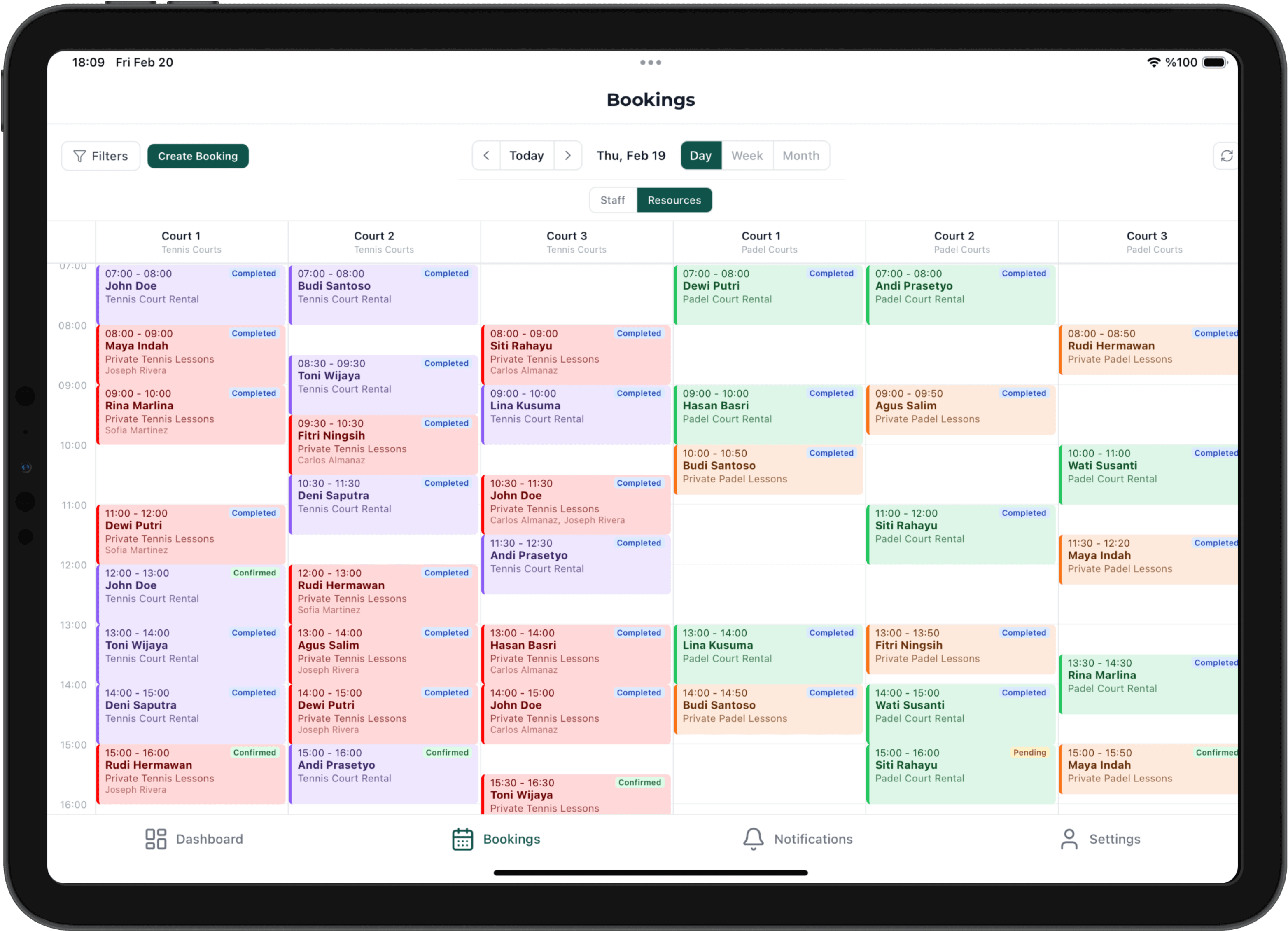 EasyBook manager tablet view